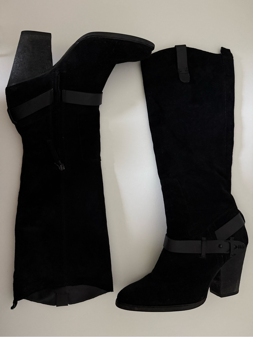 Dolce Vita Black Suede Knee Boots with Block Heel